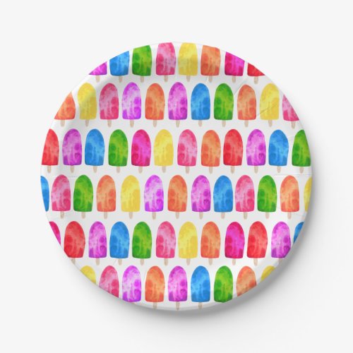 Colorful Popsicle Ice Lolly pattern Paper Plates