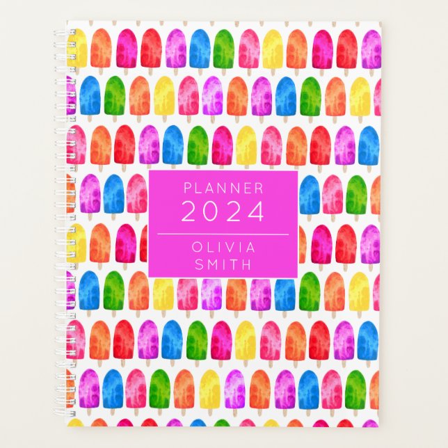 Colorful Popsicle Ice Lolly pattern Planner (Front)