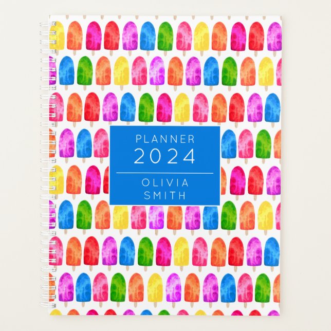 Colorful Popsicle Ice Lolly pattern Planner (Front)