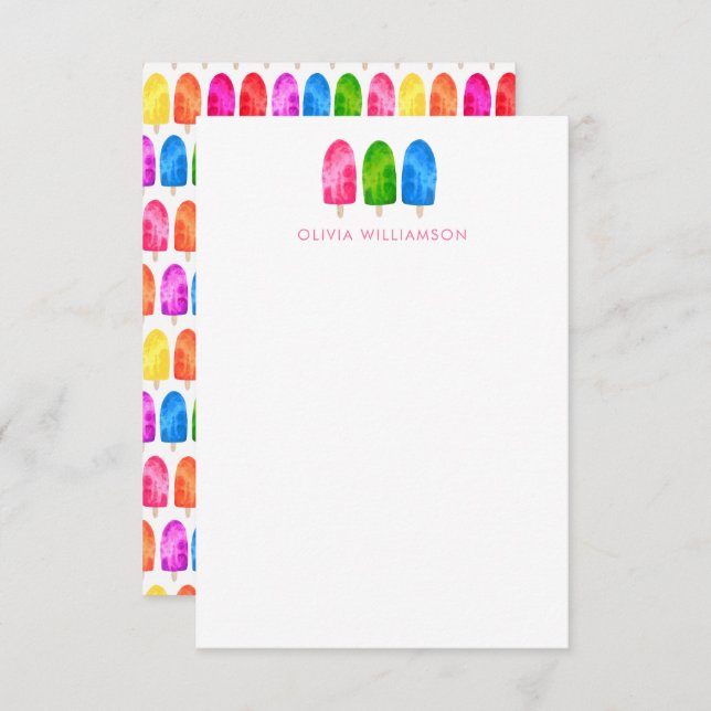 Colorful Popsicle Ice Lolly pattern Thank You Card (Front/Back)