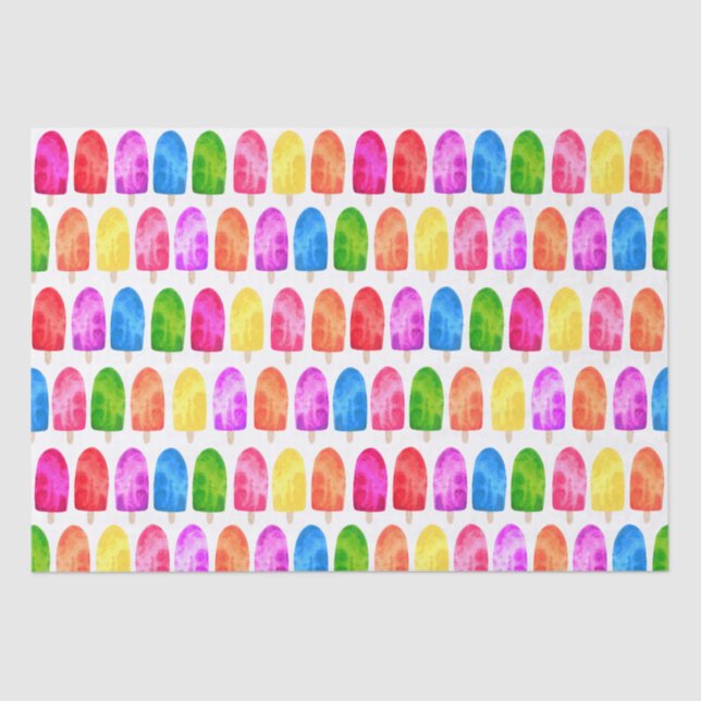 Colorful Popsicle Ice Lolly pattern Tissue Paper (Front)