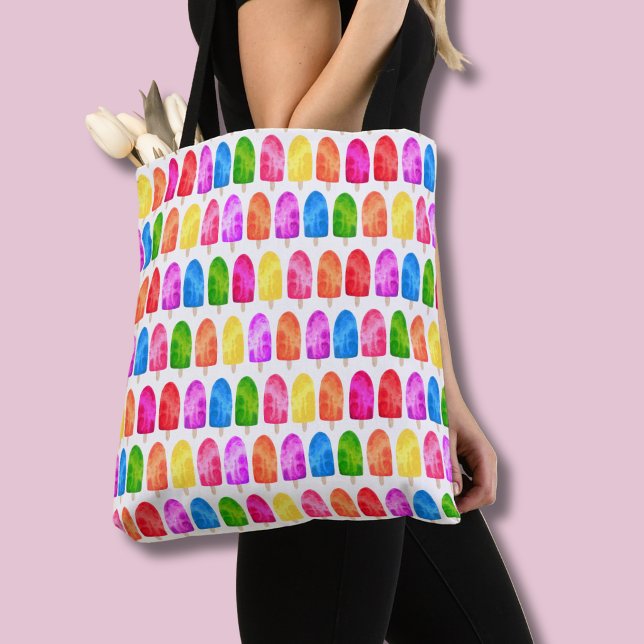 Colorful Popsicle Ice Lolly pattern Tote Bag (Popsicle ice lolly tote bag)