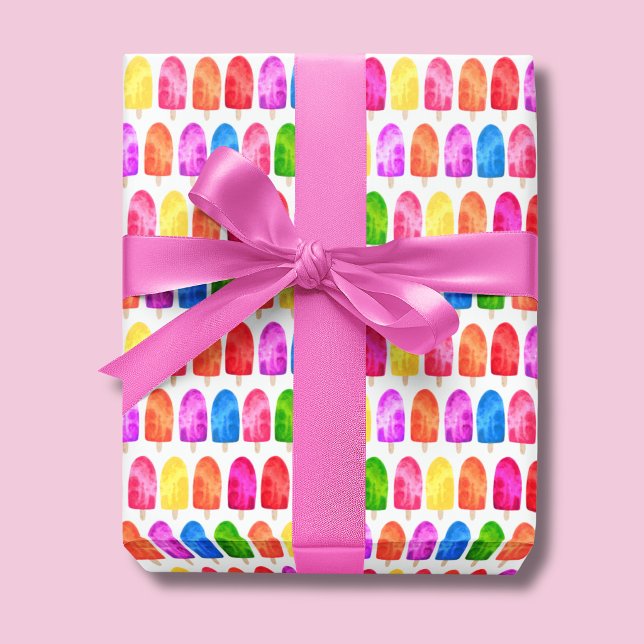Colorful Popsicle Ice Lolly pattern Wrapping Paper (Colorful ice lolly wrapping paper rolls, ideal for summer birthday's and baby showers.)