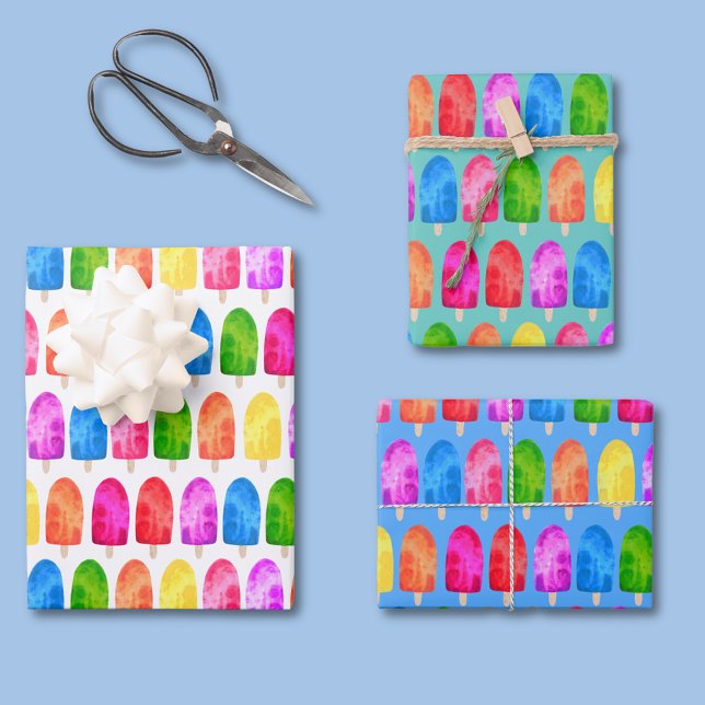 Colorful Popsicle Ice Lolly pattern Wrapping Paper Sheets (Creator Uploaded)