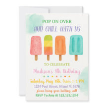 Colorful Popsicle Party Birthday Invitation