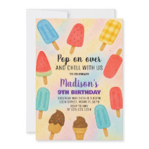 Colorful Popsicle Party Birthday Invitation
