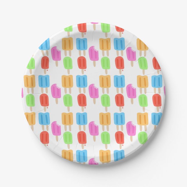 Colorful Popsicle Pattern Paper Plates (Front)
