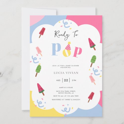 Colorful Popsicle Ready to Pop Baby Shower Invitation