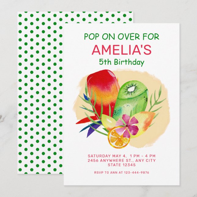 Colorful Popsicle Summer 4th Birthday Party Invitation (Front/Back)