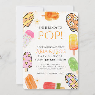 Colorful Popsicle Summer Baby Shower Invite