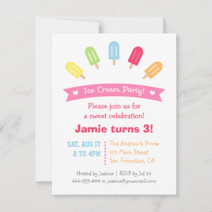 Colorful Popsicle Summer Party Invitations