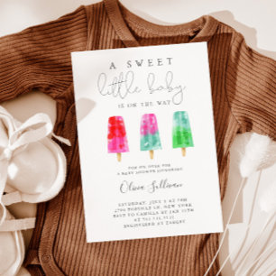 Colorful Popsicle Sweet Little Baby Shower Invitation