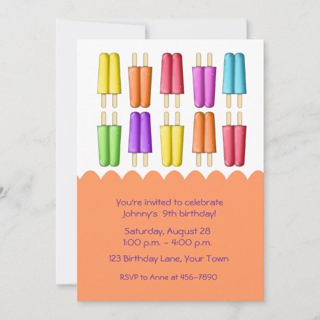 Colorful Popsicles Invitation (Front)