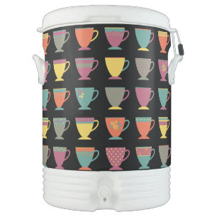 Colorful porcelain tea cups, winter hot coffee mug beverage cooler
