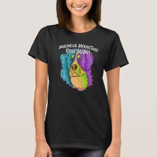 Colorful Portrait Bernese Mountain Dog Mom Mother' T-Shirt