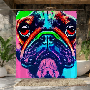 Colorful portrait of pug in pop art style shower curtain