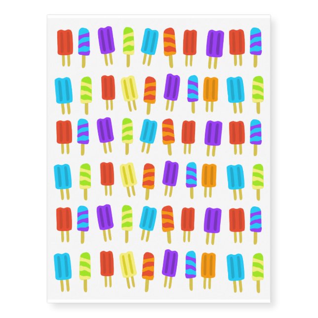 Colorful Posicles Temporary Tattoos (Front)