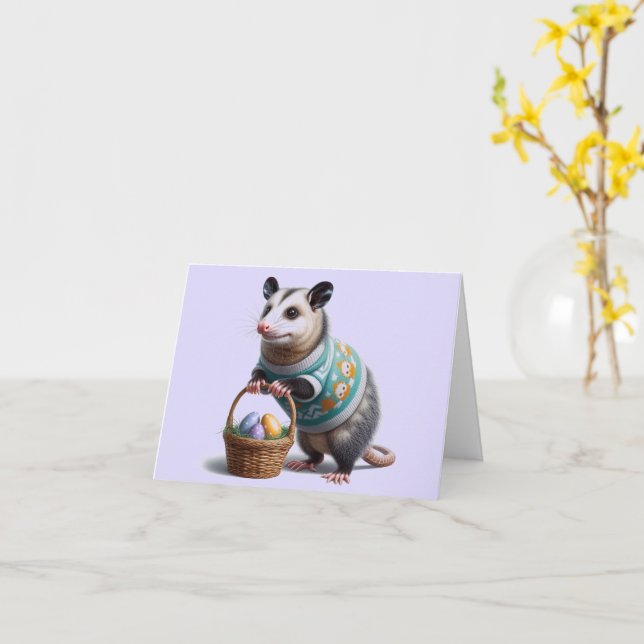 Colorful Possum Downloadable Easter Card (Yellow Flower)