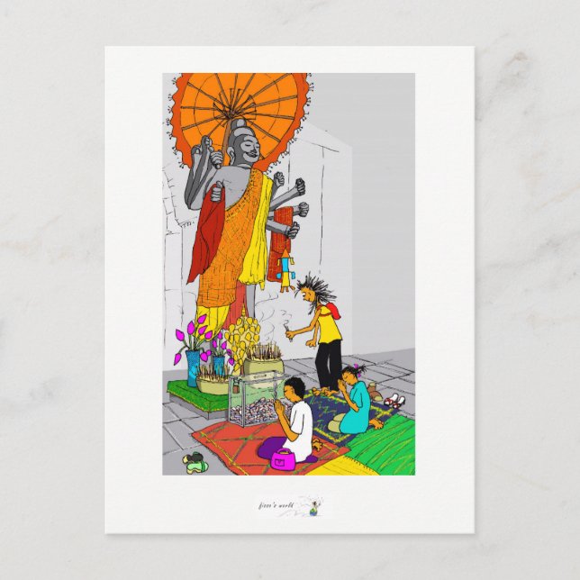 Colorful postcard buddhist temple Cambodia (Front)