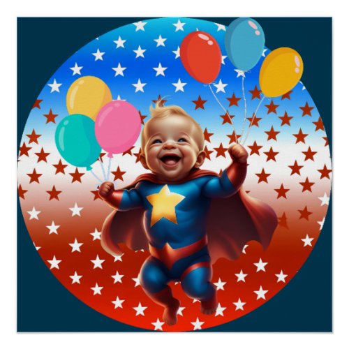 Colorful Poster for Children with Superhero 