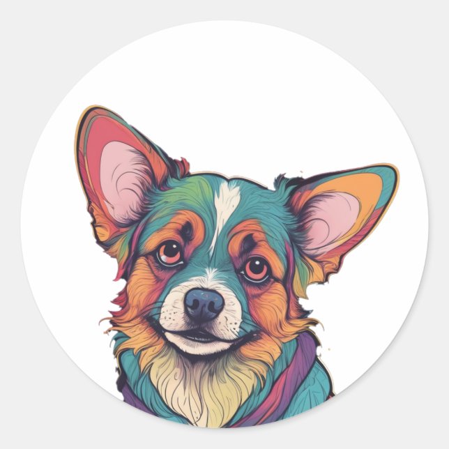 colorful potrait cute dog sticker (Front)