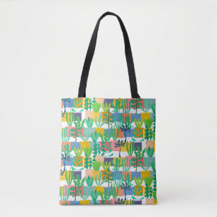 Colorful Pots and Cactus Pattern Tote Bag