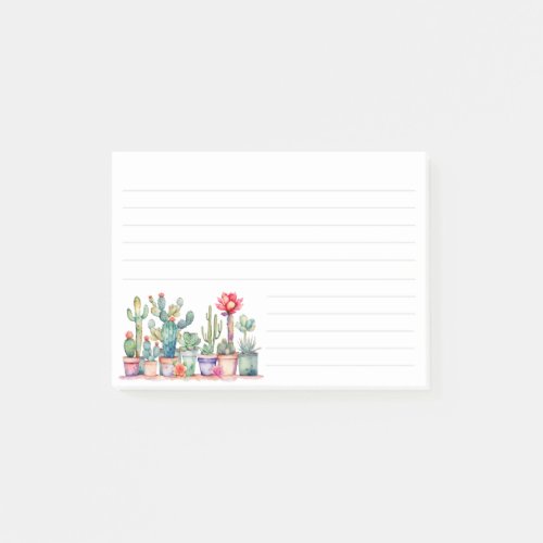 Colorful Potted Cacti And Succulents Lined Post_it Notes