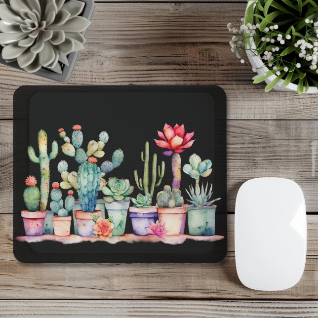 Colorful Potted Cacti And Succulents  Mouse Pad (Creator Uploaded)