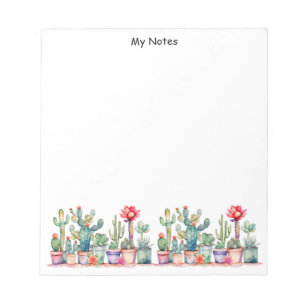 Colorful Potted Cacti And Succulents Notepad
