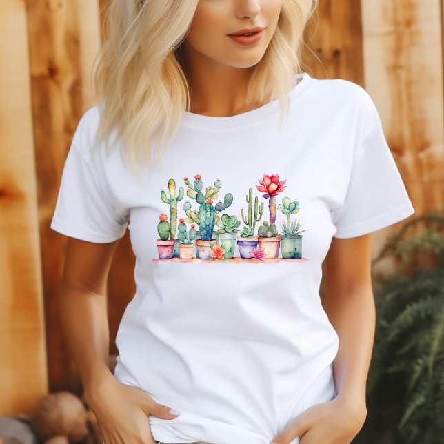 Colorful Potted Cacti And Succulents T-Shirt (Creator Uploaded)