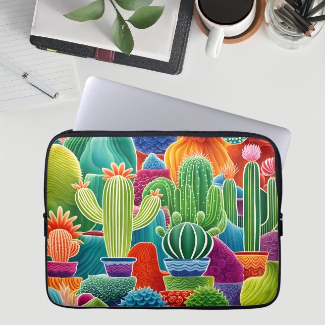 Colorful Potted Cacti  Laptop Sleeve (Creator Uploaded)