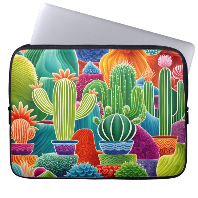 Colorful Potted Cacti  Laptop Sleeve (Front)