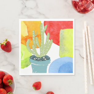 Colorful potted cactus napkins