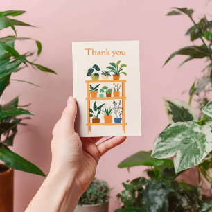 Colorful Potted Houseplants on a rack Thank You Card