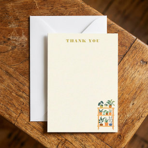 Colorful potted Plants wooden rack Illustration Note Card