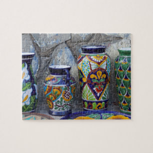 Colorful pottery for sale in downtown Loreto, Jigsaw Puzzle