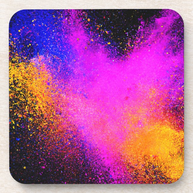 Colorful Powder Eruption Beverage Coaster (Front)