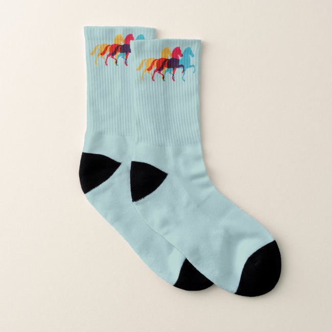 Colorful Prancing Horses Design Socks