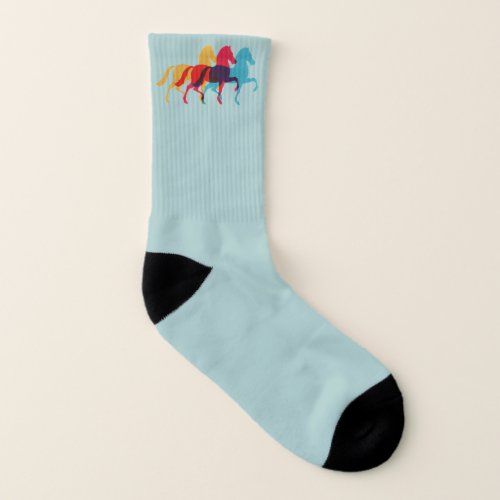 Colorful Prancing Horses Design Socks