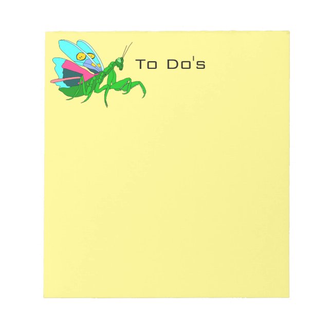 Colorful Praying Mantis Notepad (Front)