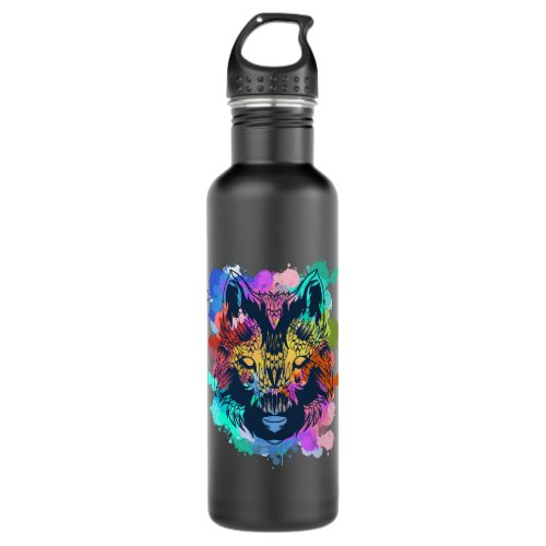 Colorful Predator Wolf Lover Forest Animal Wildlif Stainless Steel Water Bottle