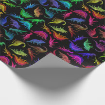 Colorful Prehistoric Dinosaurs Wrapping Paper