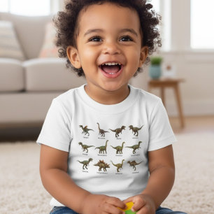 Colorful Prehistoric Pals Dinosaur Name Chart Baby T-Shirt