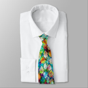 Colorful Preppy Abstract Leafs Collage Tie