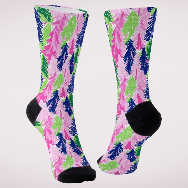 Colorful Preppy Christmas Tree Pattern Socks (Creator Uploaded)