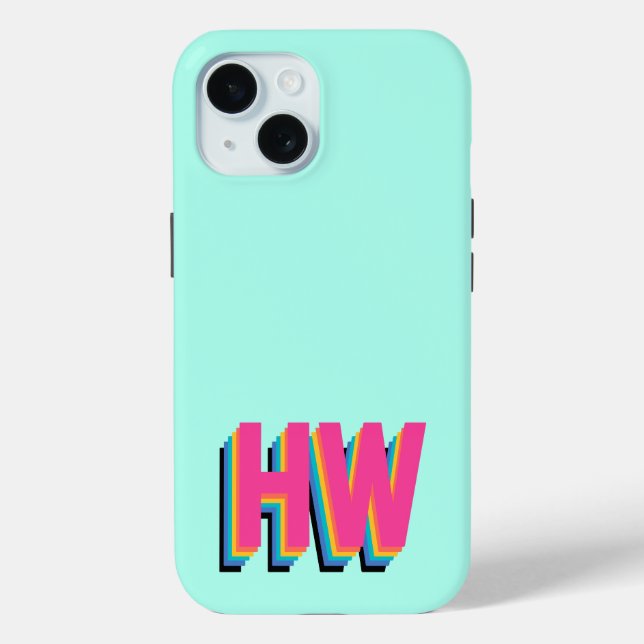 Colorful Preppy Initial Name  Case-Mate iPhone Case (Back)