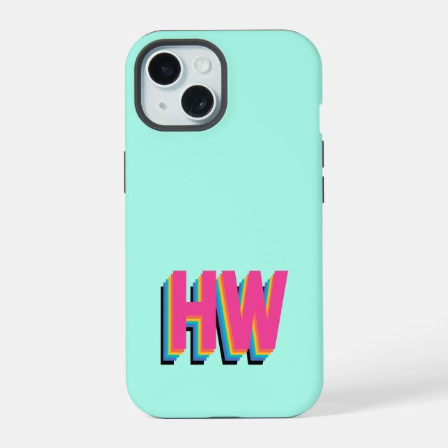 Colorful Preppy Initial Name  Iphone Case (Back)