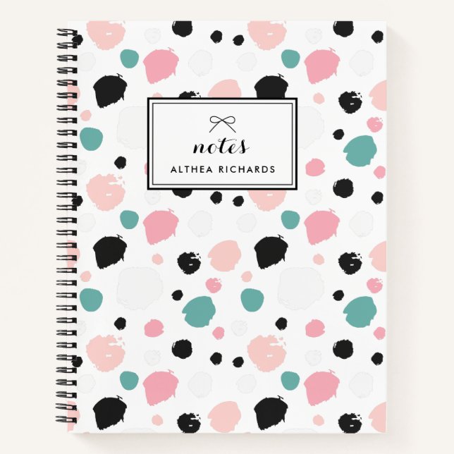 Colorful Preppy Ink Pattern Personalized Notebook (Front)