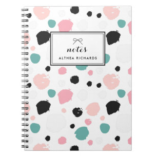 Colorful Preppy Ink Pattern Personalized Notebook