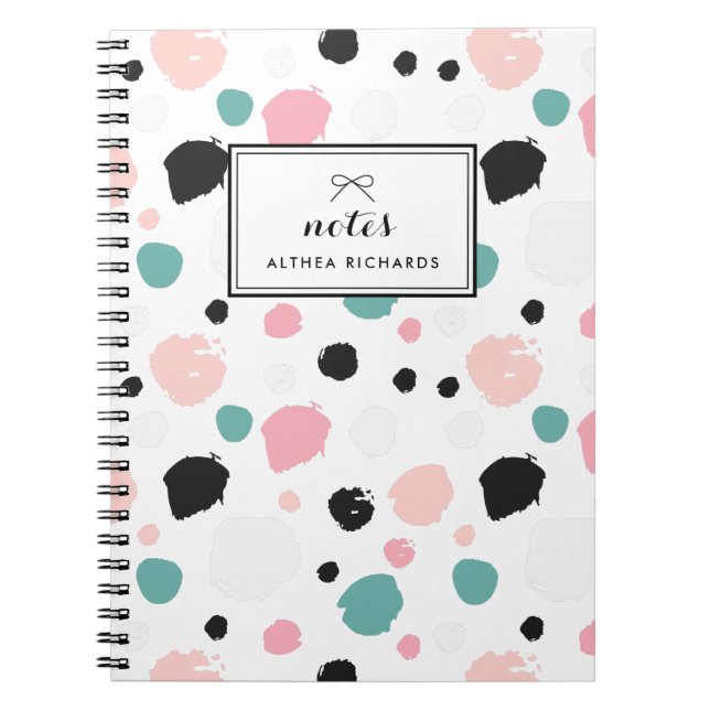 Colorful Preppy Ink Pattern Personalized Notebook (Front)